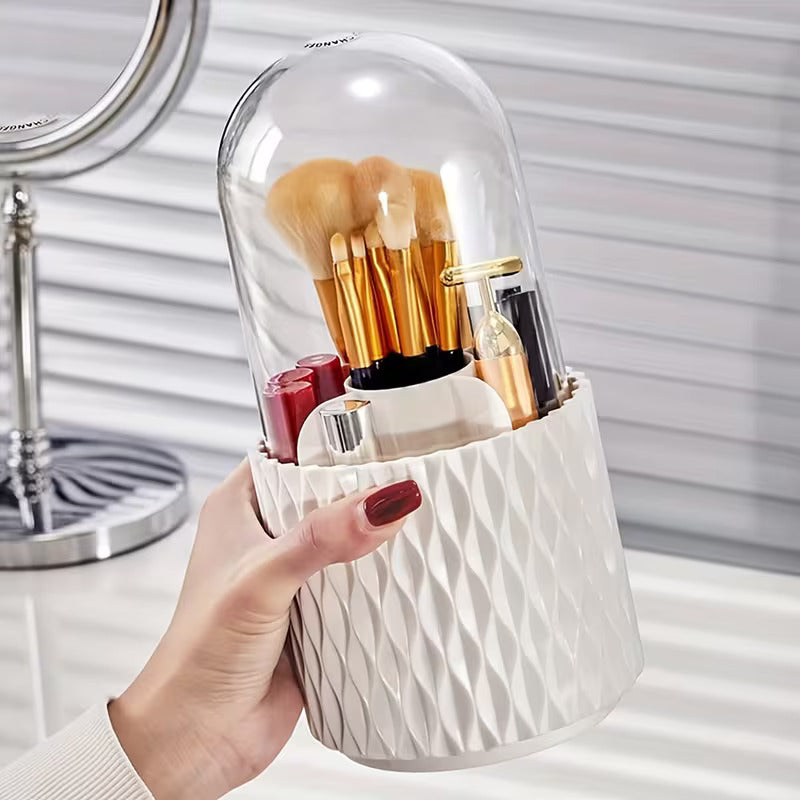Diamond Texture Makeup Organizer | Dustproof Vanity Brush & Cosmetic Holder