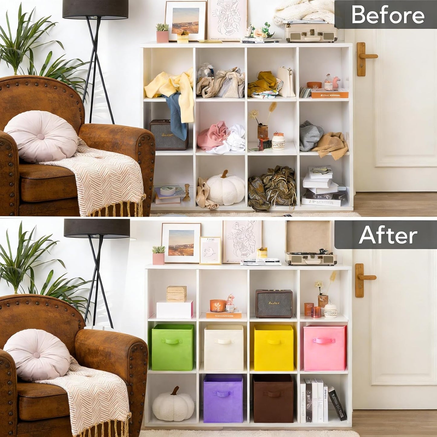 Foldable Storage Cube Organizer Basket Bin Storage Boxes Storage Container with Handles for Travel Moving Toy Storage Box