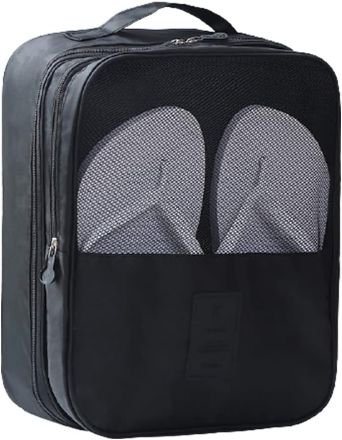 3-Layer Travel Shoe Organizer Bag | Waterproof Luggage Shoe Storage (Fits Up to 3 Pairs)