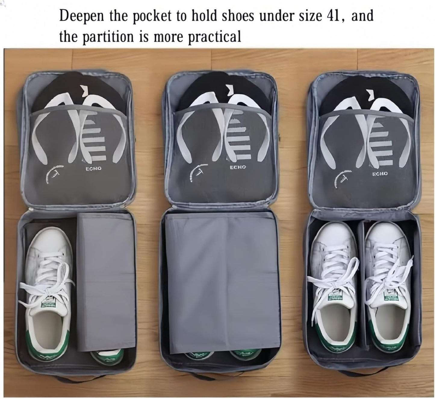 3-Layer Travel Shoe Organizer Bag | Waterproof Luggage Shoe Storage (Fits Up to 3 Pairs)
