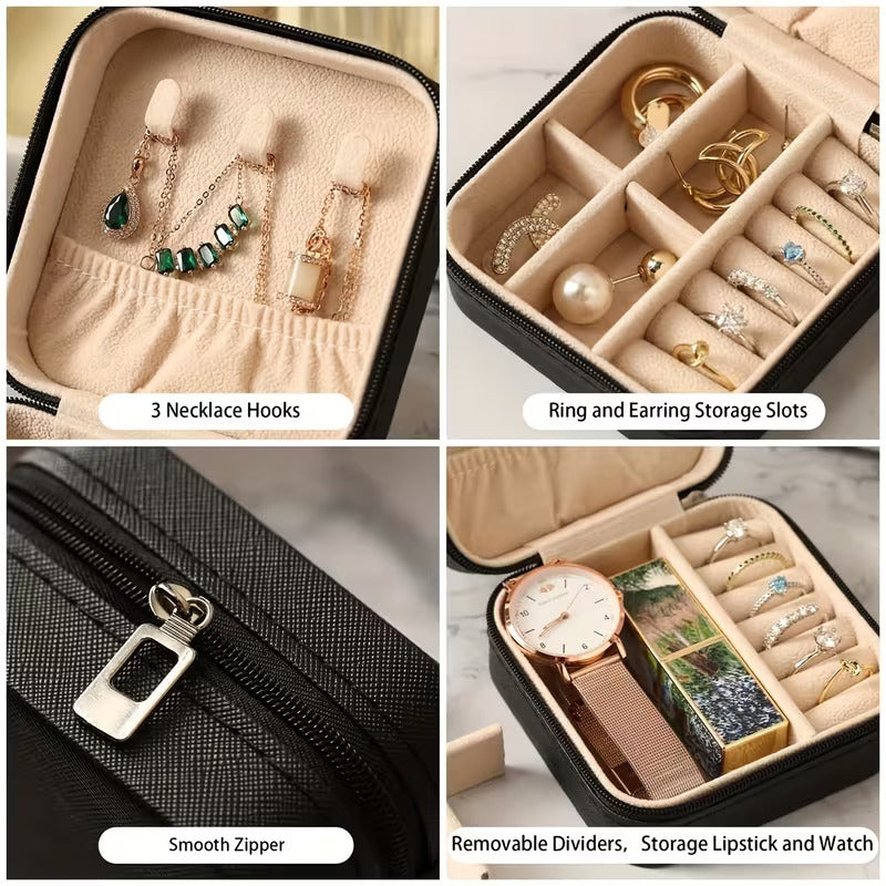 Mini Travel Jewelry Organizer Case | Portable PU Leather Storage Box for Rings, Necklaces & Earrings