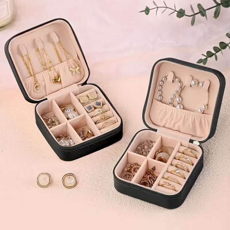 Mini Travel Jewelry Organizer Case | Portable PU Leather Storage Box for Rings, Necklaces & Earrings