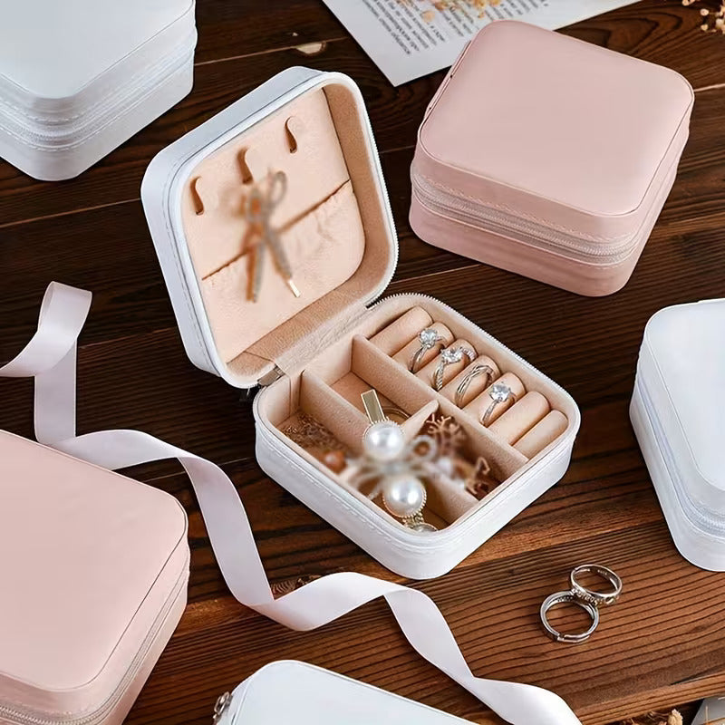 Mini Travel Jewelry Organizer Case | Portable PU Leather Storage Box for Rings, Necklaces & Earrings