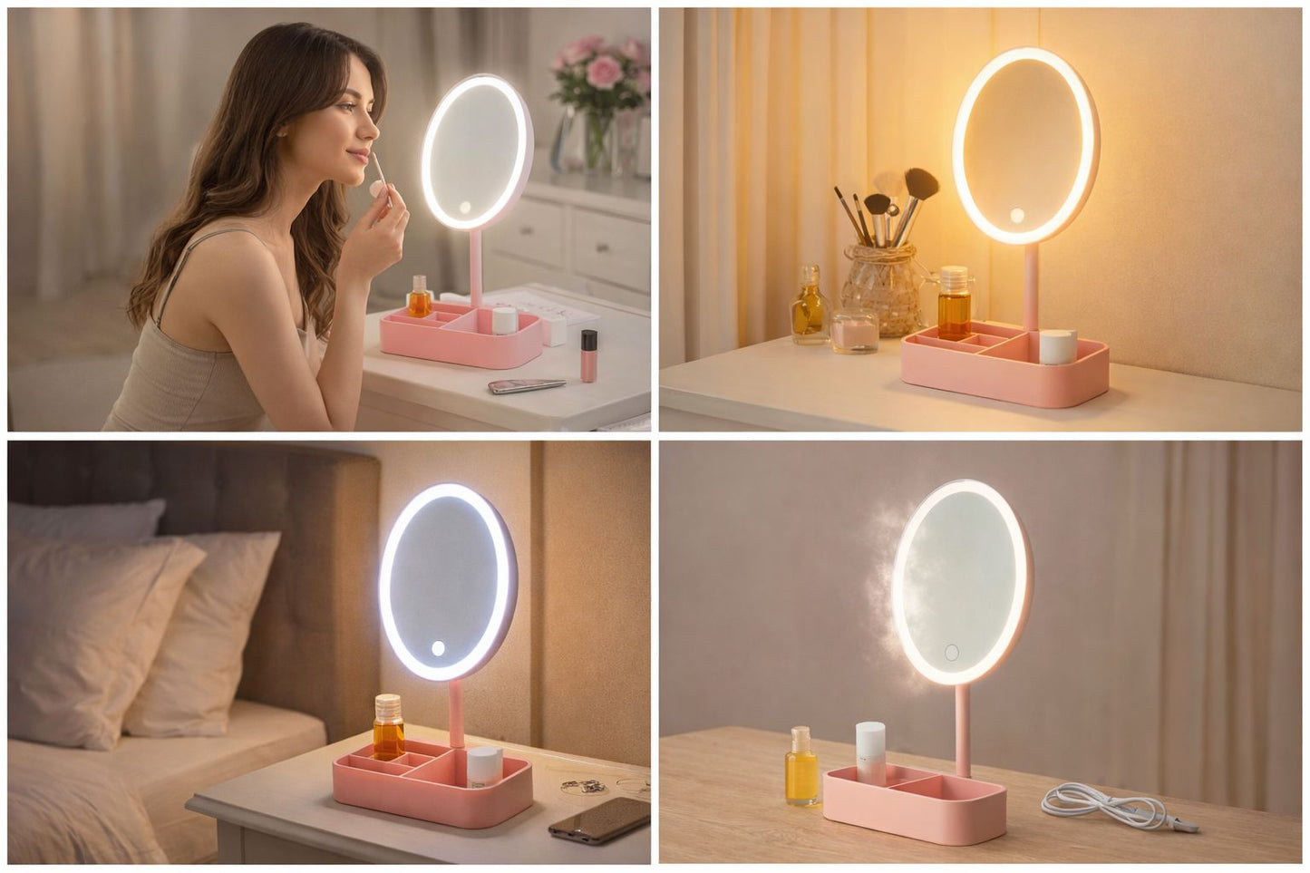 Portable Rechargeable Makeup Mirror with LED Lights | Perfect for Travel & Daily Use