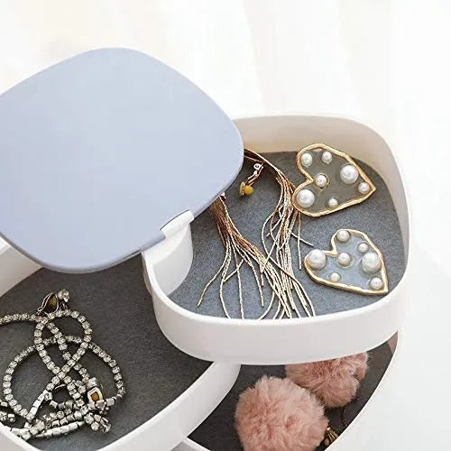 4-Layer Rotating Jewelry Organizer with Built-in Mirror