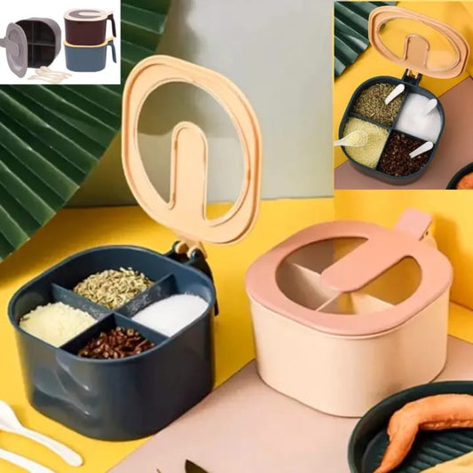 4-in-1 Masala Box & Spice Container with Handle for Kitchen Storage
