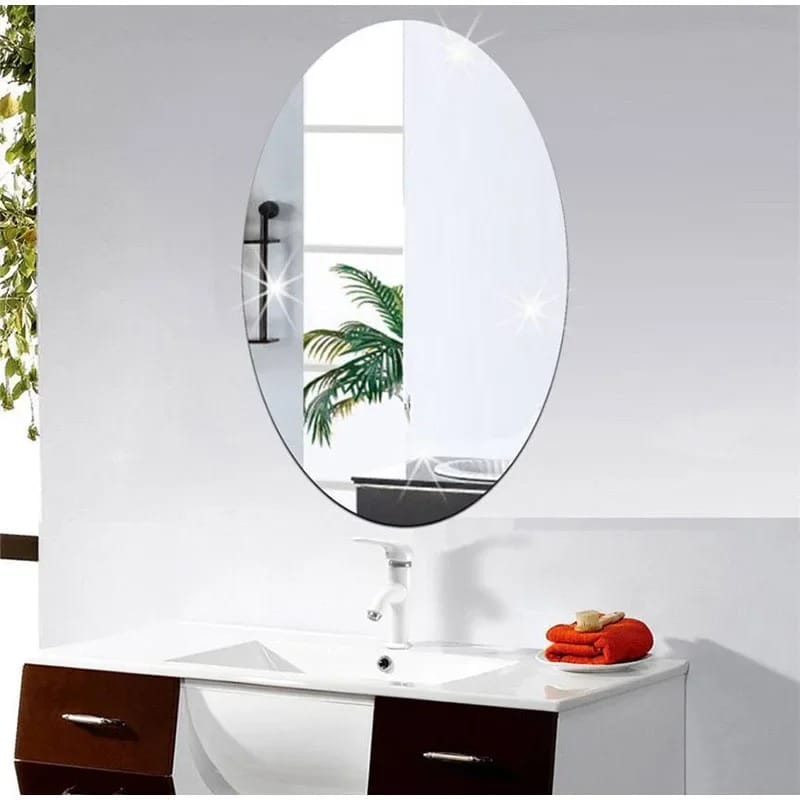 Flexible Oval Mirror Wall Sticker | Damage-Free Removable Wall Mirror
