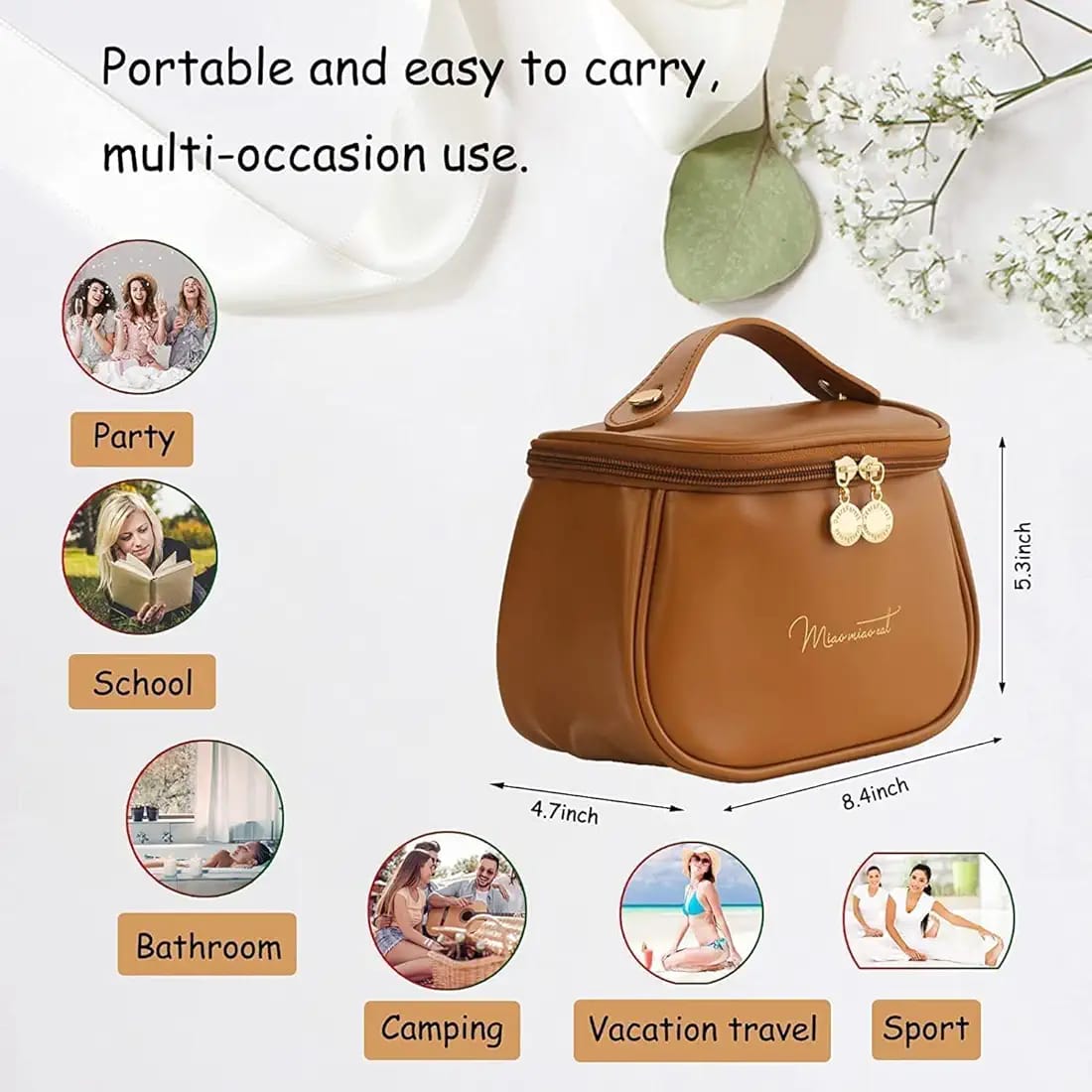 High-Capacity Travel Makeup Bag with Dedicated Brush Slots| Simple Store