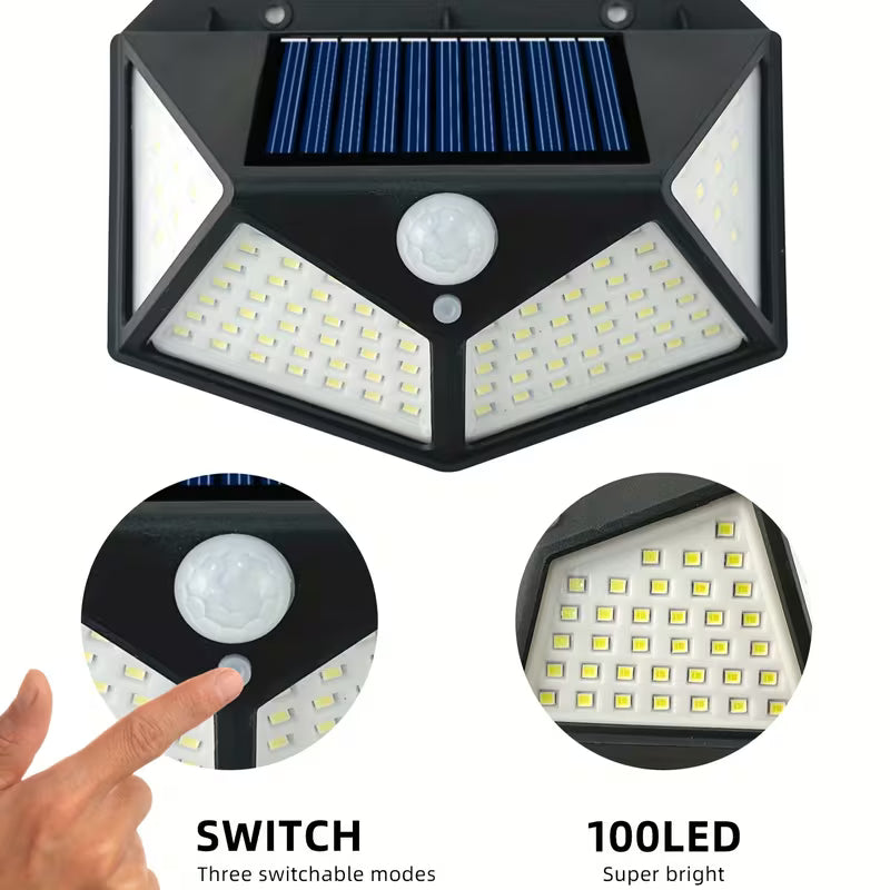Solar Motion Sensor Outdoor Light – 100 LED Wide-Angle Waterproof Security Lamp