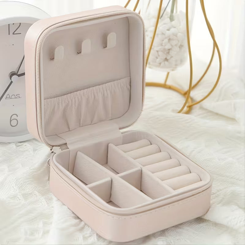 Mini Travel Jewelry Organizer Case | Portable PU Leather Storage Box for Rings, Necklaces & Earrings